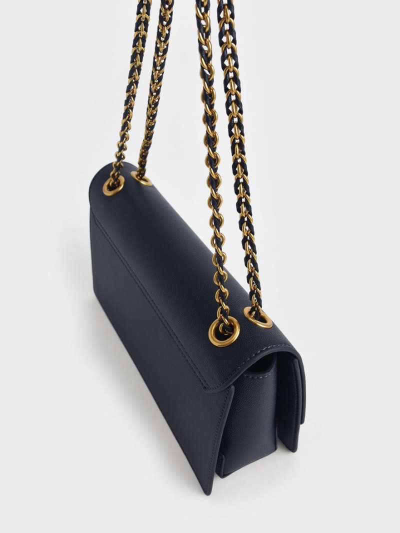τσάντεσ ώμου Charles And Keith Chain σκουρο μπλε | 53740-OLRS