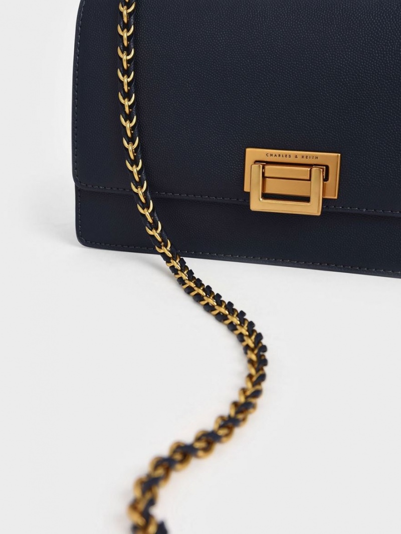 τσάντεσ ώμου Charles And Keith Chain σκουρο μπλε | 53740-OLRS