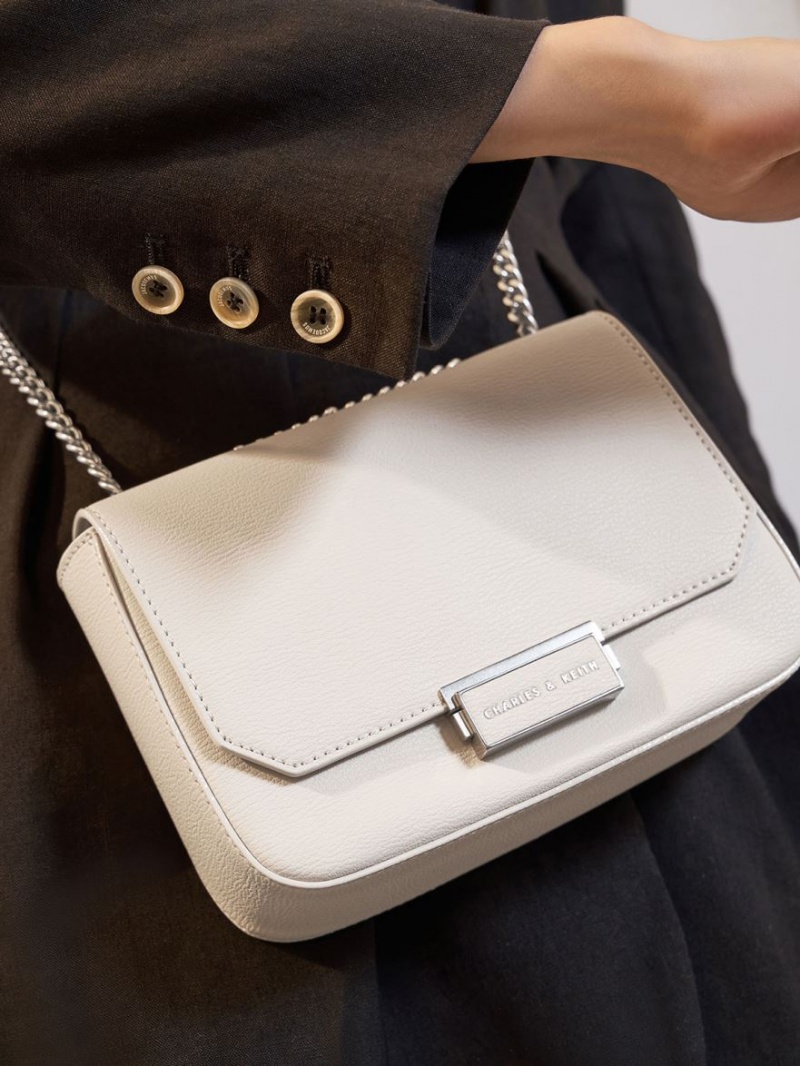 τσάντεσ ώμου Charles And Keith Chain λουρακια ανοιχτο γκρι | 28751-VMTW