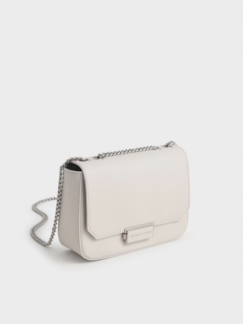 τσάντεσ ώμου Charles And Keith Chain λουρακια ανοιχτο γκρι | 28751-VMTW