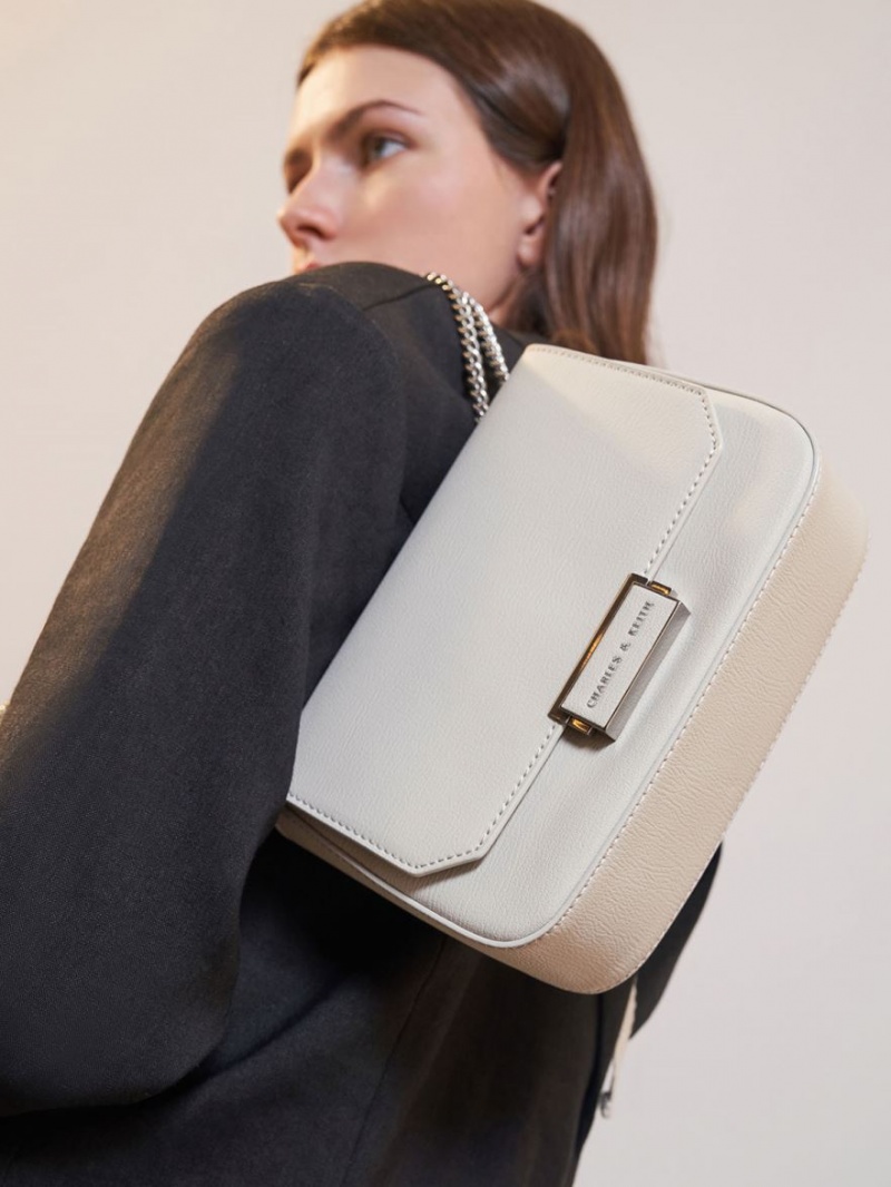 τσάντεσ ώμου Charles And Keith Chain λουρακια ανοιχτο γκρι | 28751-VMTW