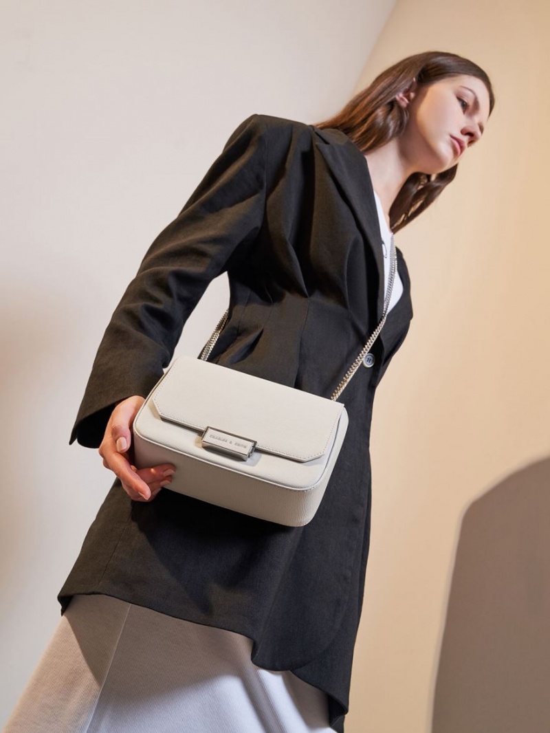 τσάντεσ ώμου Charles And Keith Chain λουρακια ανοιχτο γκρι | 28751-VMTW