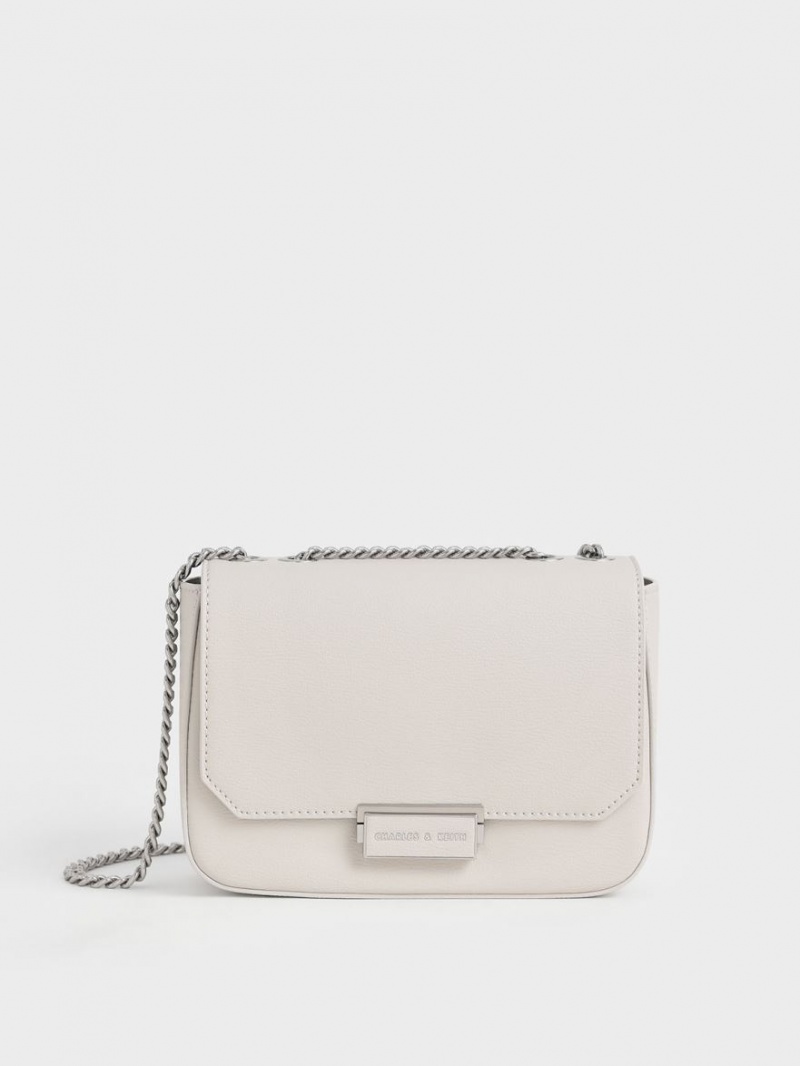 τσάντεσ ώμου Charles And Keith Chain λουρακια ανοιχτο γκρι | 28751-VMTW