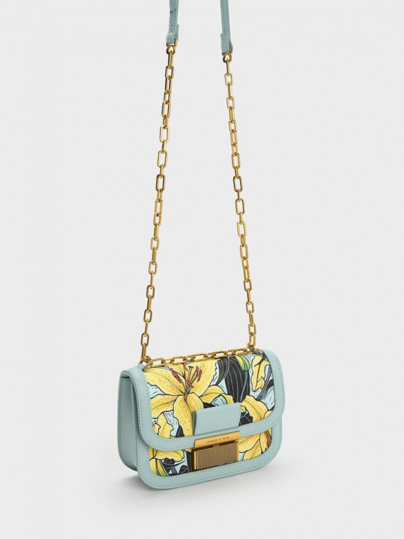 τσάντεσ χιαστί Charles And Keith Charlot Botanical Print μπλε | 65831-ZSMG
