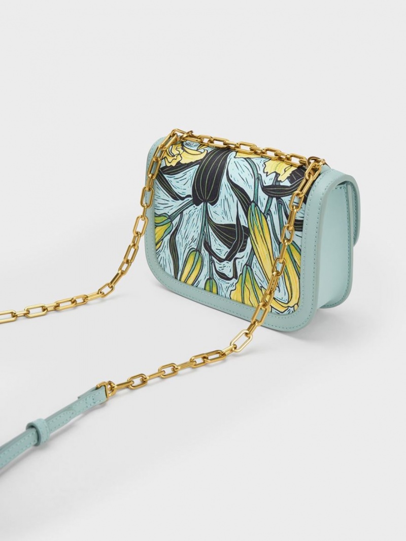 τσάντεσ χιαστί Charles And Keith Charlot Botanical Print μπλε | 65831-ZSMG