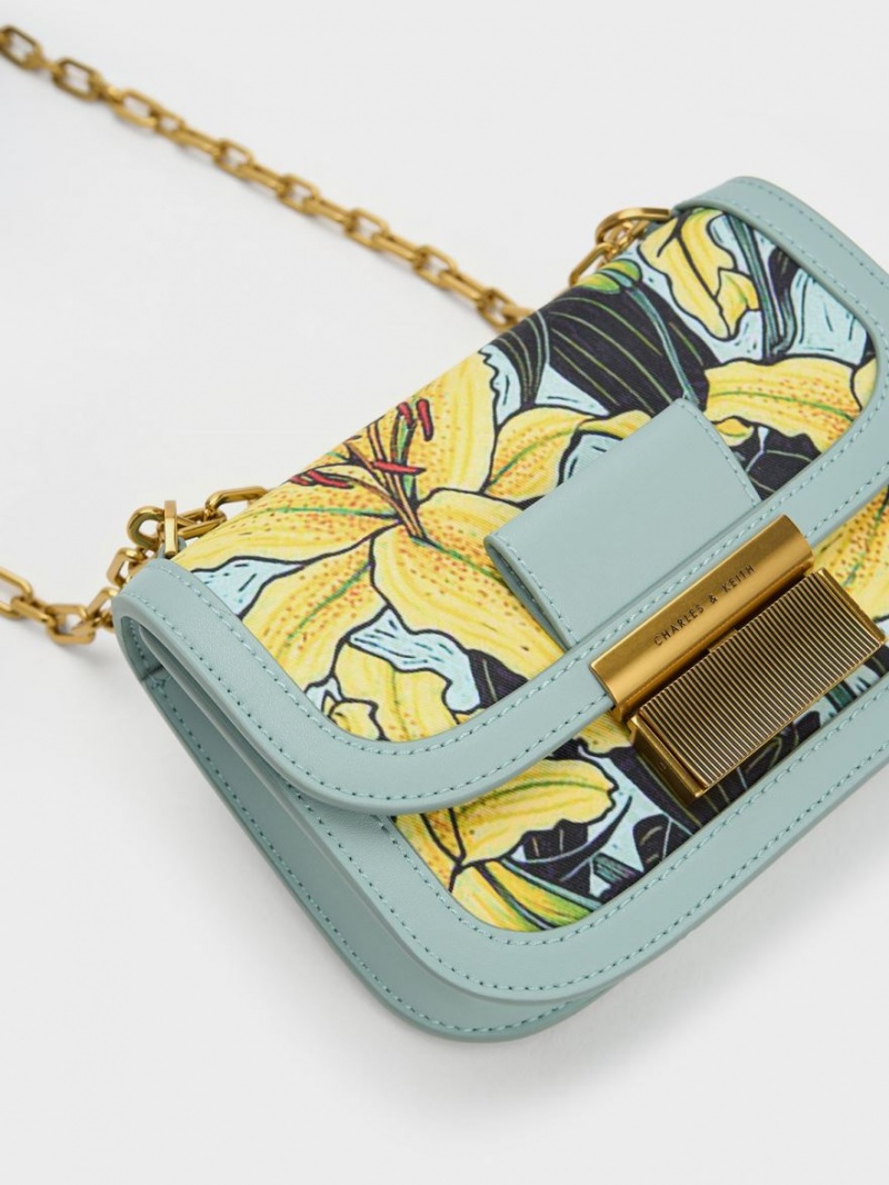 τσάντεσ χιαστί Charles And Keith Charlot Botanical Print μπλε | 65831-ZSMG