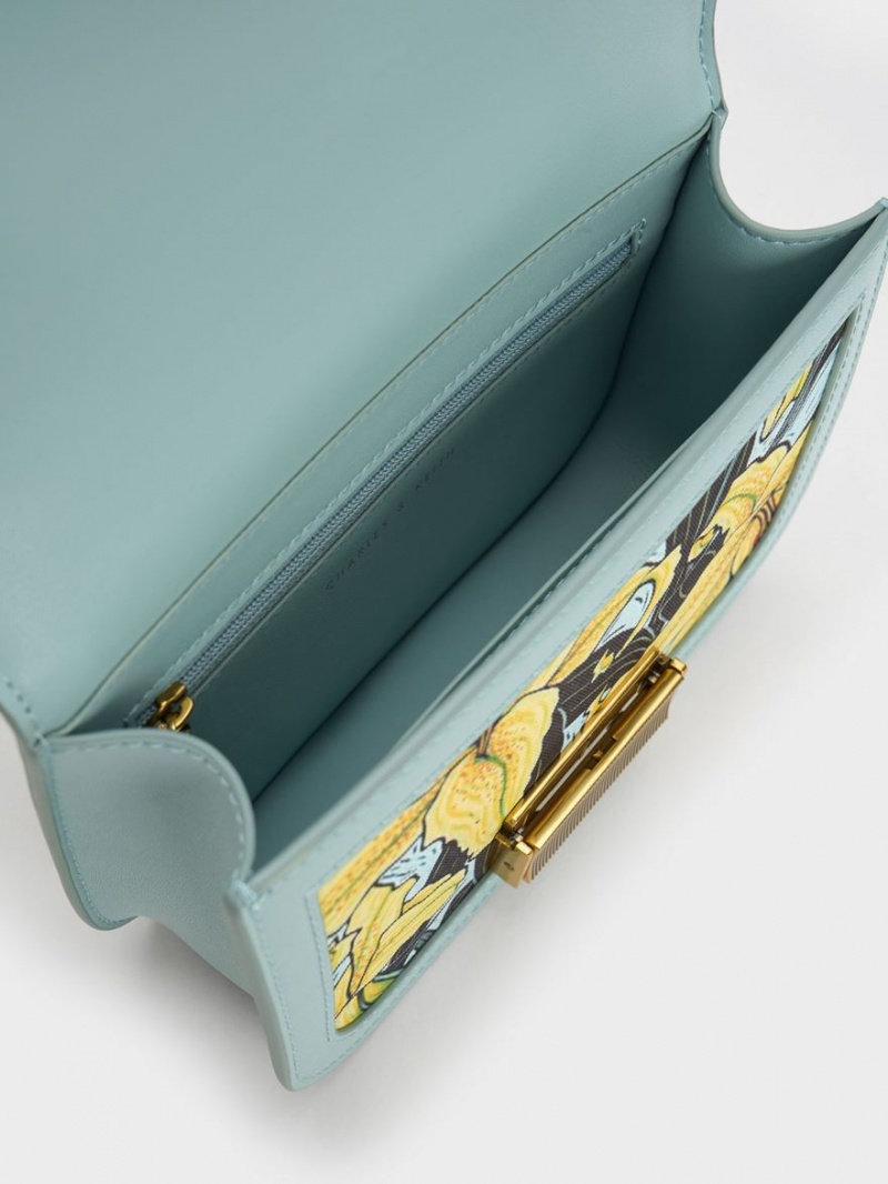 τσάντεσ χιαστί Charles And Keith Charlot Botanical Print μπλε | 65831-ZSMG