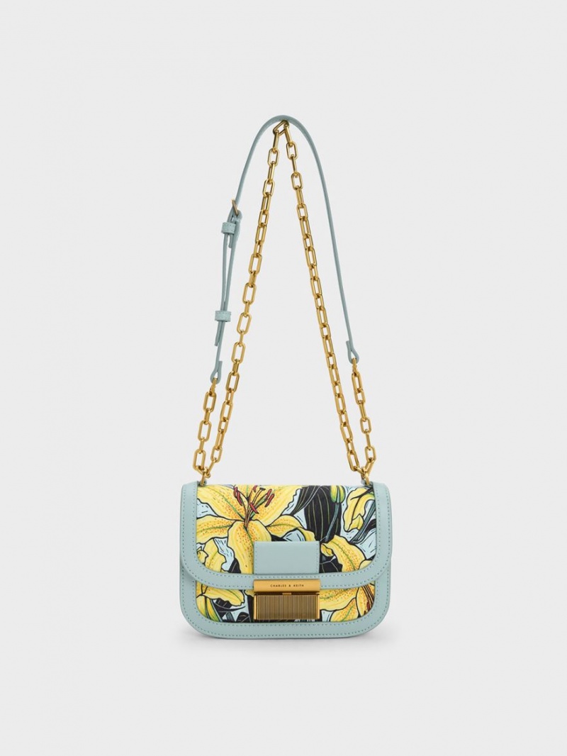 τσάντεσ χιαστί Charles And Keith Charlot Botanical Print μπλε | 65831-ZSMG