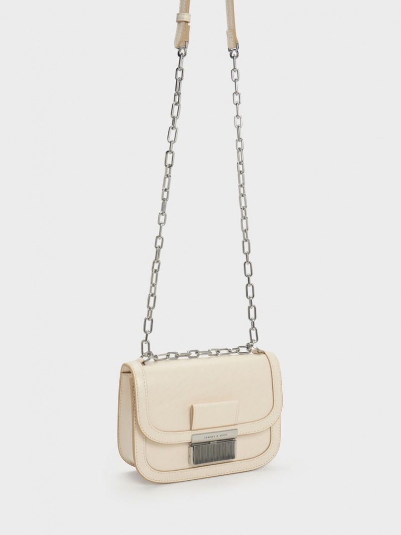τσάντεσ ώμου Charles And Keith Charlot Chain λουρακια Μπεζ | 70528-LAGY
