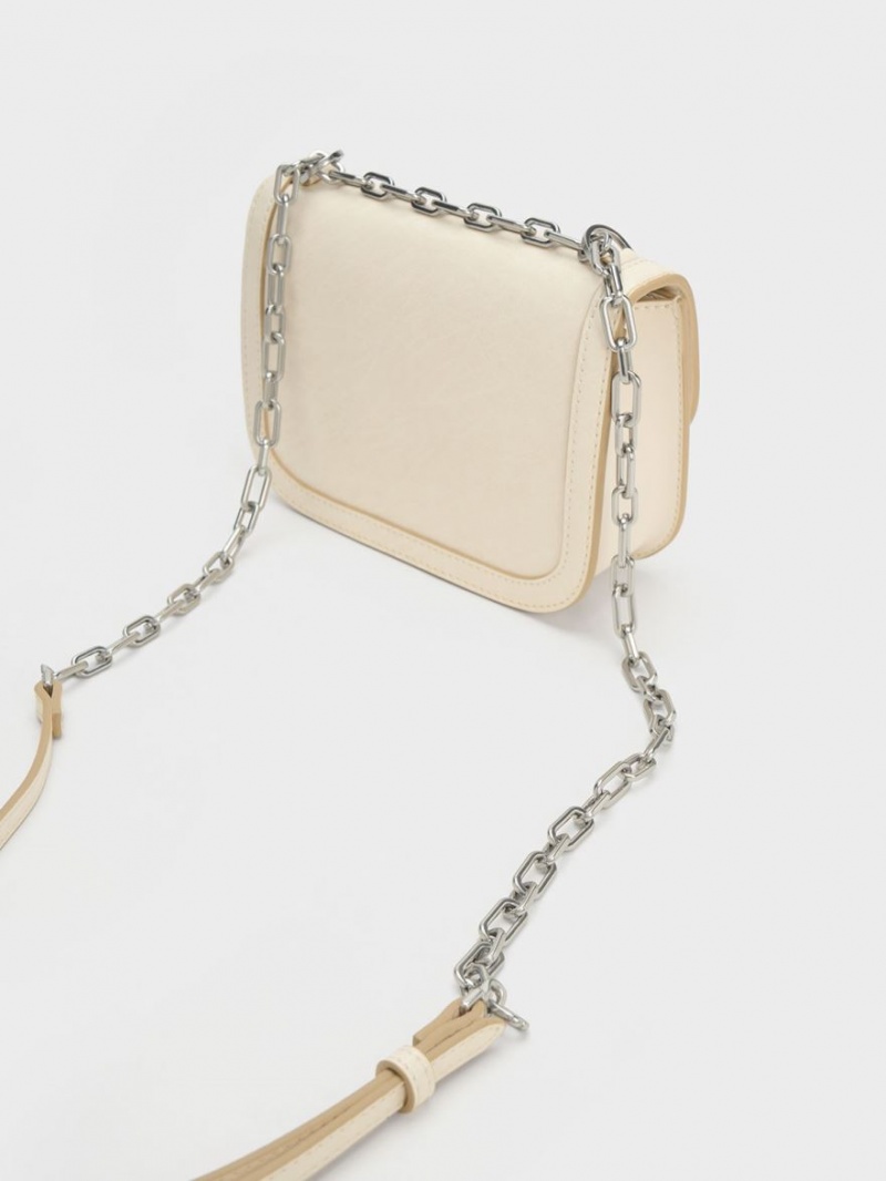 τσάντεσ ώμου Charles And Keith Charlot Chain λουρακια Μπεζ | 70528-LAGY