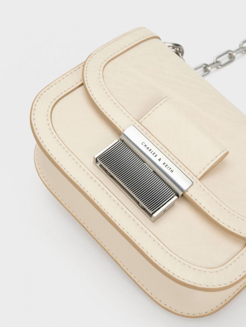 τσάντεσ ώμου Charles And Keith Charlot Chain λουρακια Μπεζ | 70528-LAGY