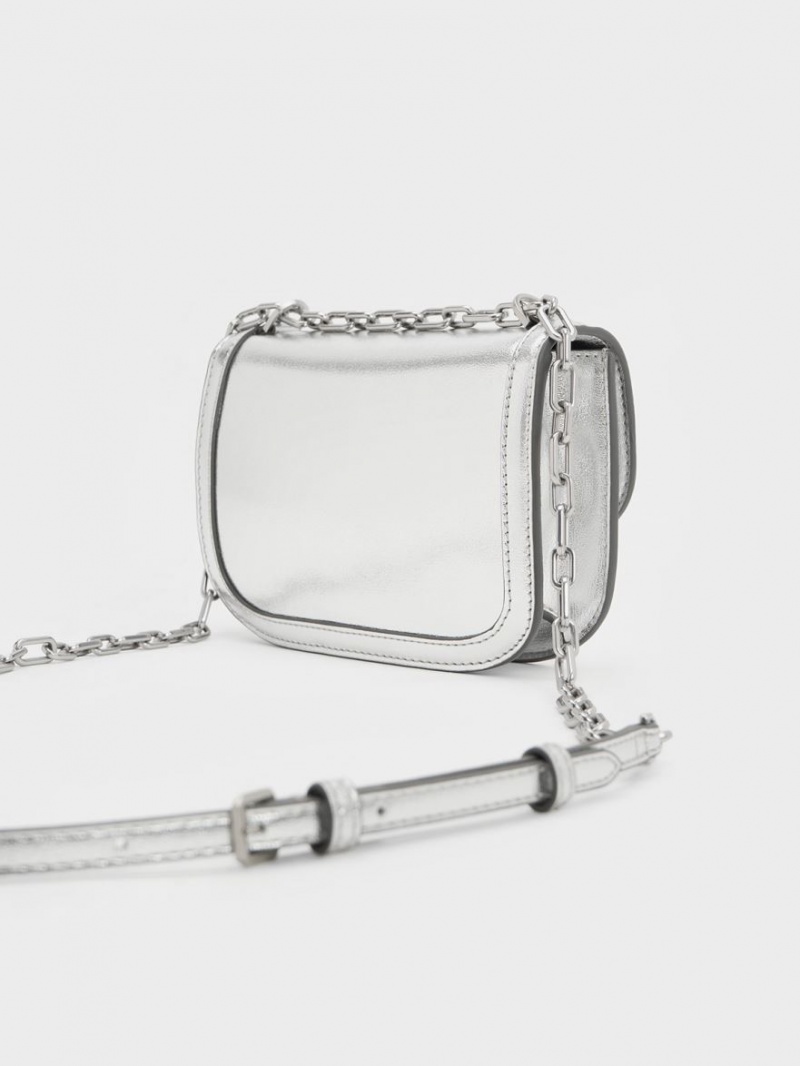 τσάντεσ ώμου Charles And Keith Charlot Metallic Chain λουρακια ασημι | 26174-APWE