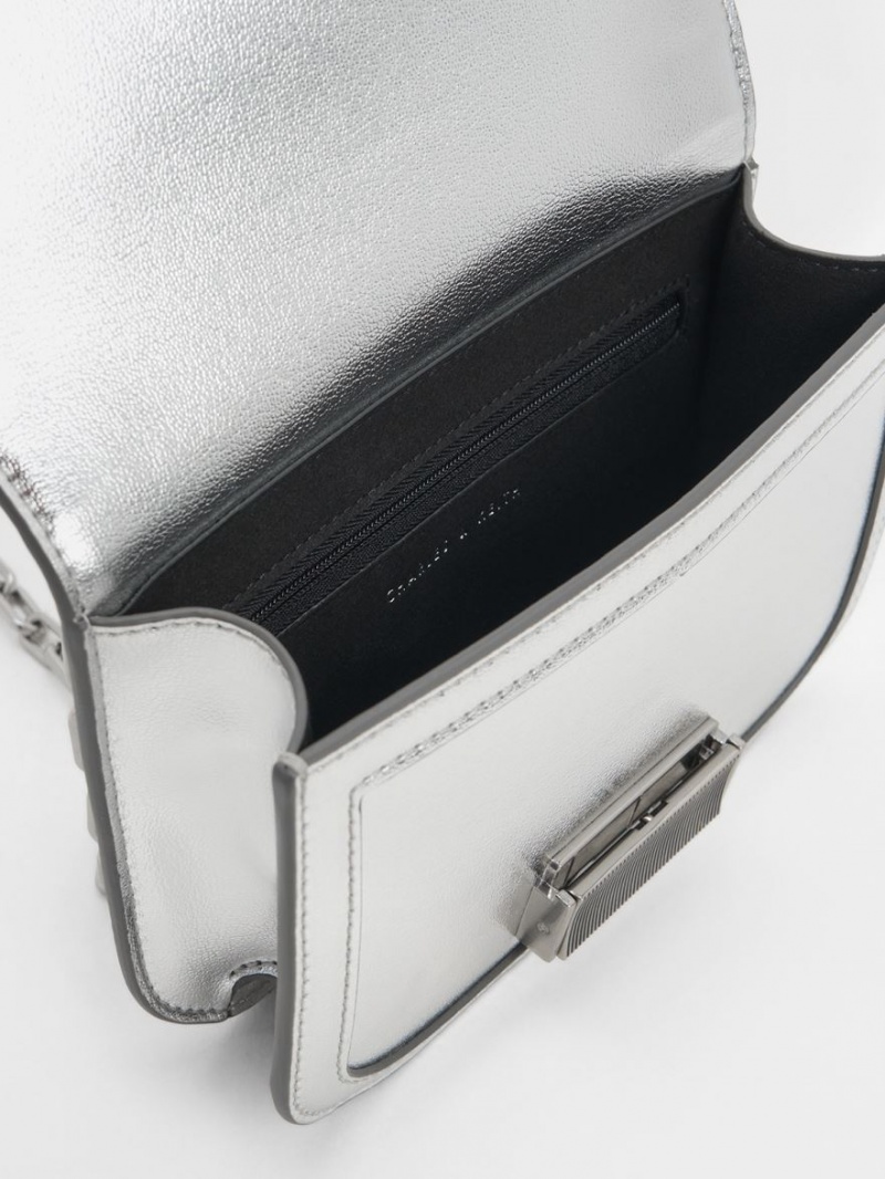 τσάντεσ ώμου Charles And Keith Charlot Metallic Chain λουρακια ασημι | 26174-APWE
