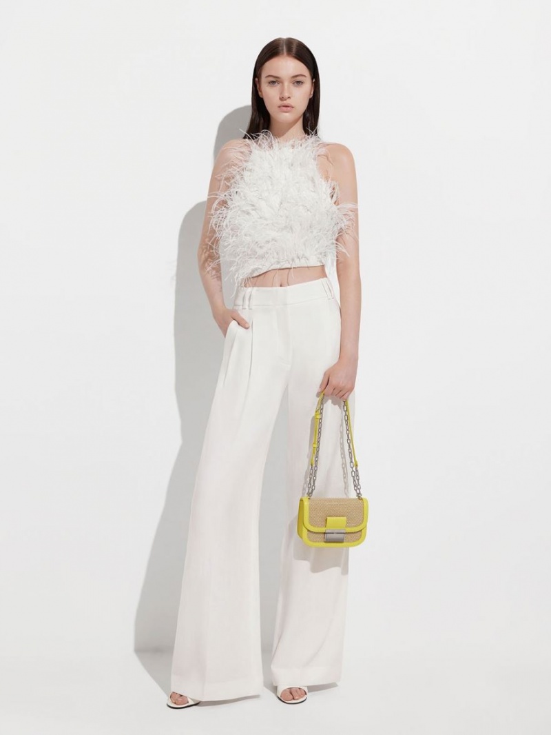 τσάντεσ ώμου Charles And Keith Charlot Raffia Chain λουρακια κίτρινα | 25789-RUAV