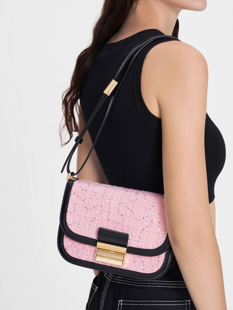 τσάντεσ ώμου Charles And Keith Charlot Tweed Πολύχρωμο | 95281-IKYO