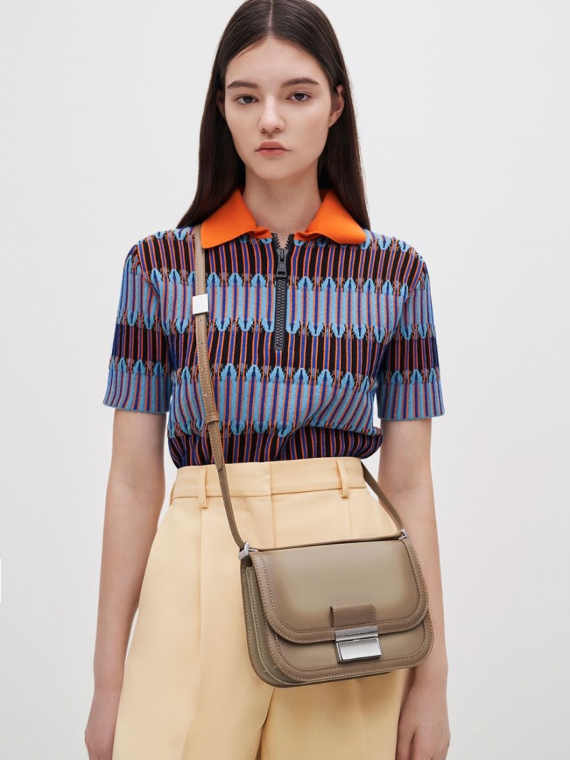 τσάντεσ χιαστί Charles And Keith Charlot καφε | 07936-TGQW