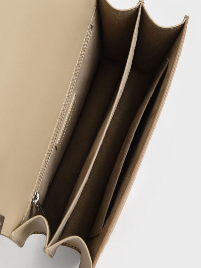 τσάντεσ χιαστί Charles And Keith Charlot καφε | 07936-TGQW