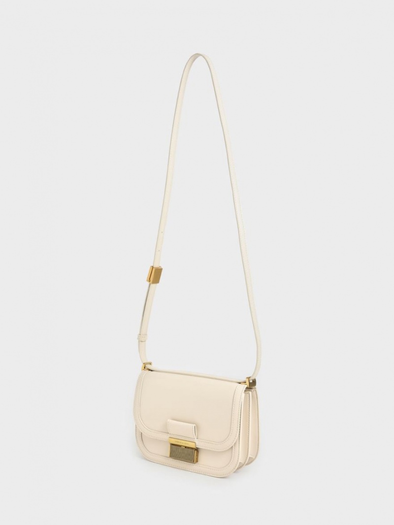 τσάντεσ χιαστί Charles And Keith Charlot κρέμα | 97408-GJCZ