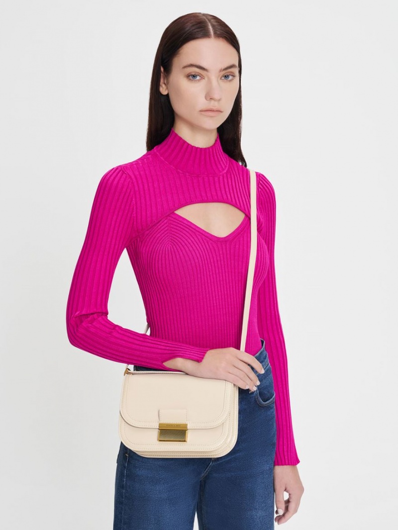 τσάντεσ χιαστί Charles And Keith Charlot κρέμα | 97408-GJCZ