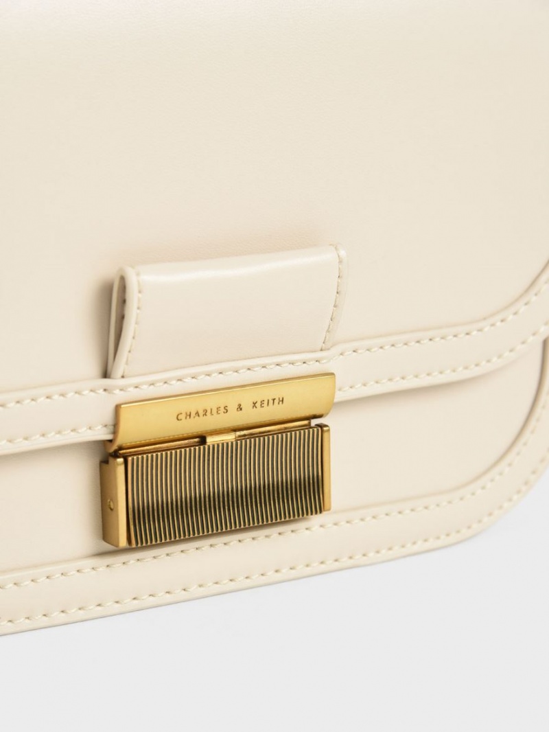 τσάντεσ χιαστί Charles And Keith Charlot κρέμα | 97408-GJCZ