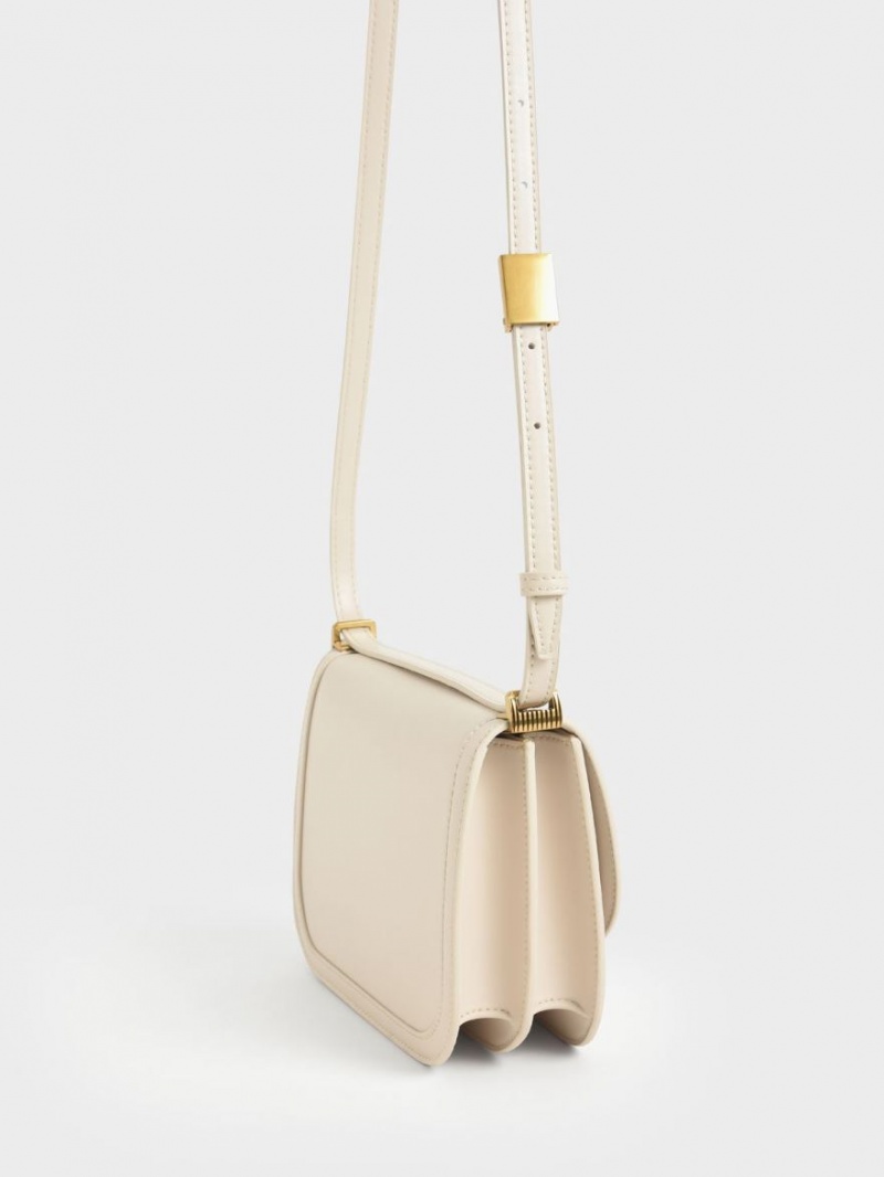 τσάντεσ χιαστί Charles And Keith Charlot κρέμα | 97408-GJCZ