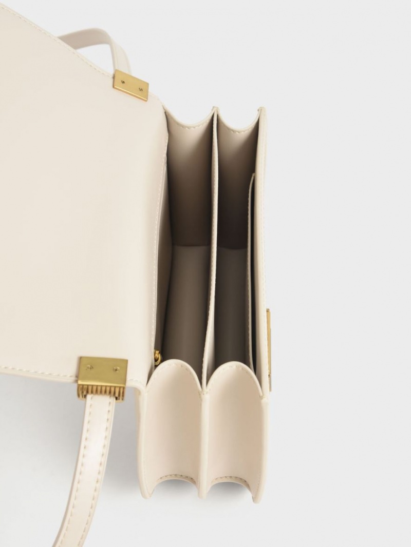 τσάντεσ χιαστί Charles And Keith Charlot κρέμα | 97408-GJCZ
