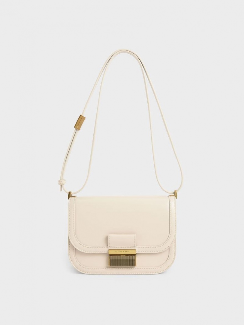 τσάντεσ χιαστί Charles And Keith Charlot κρέμα | 97408-GJCZ