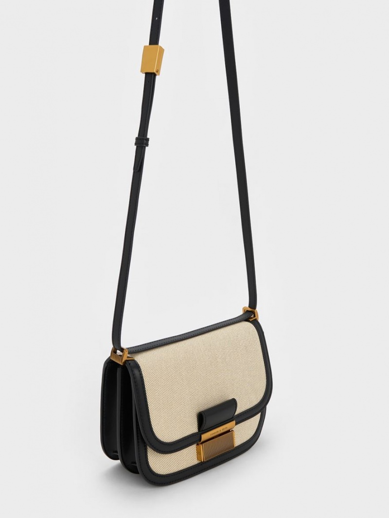 τσάντεσ χιαστί Charles And Keith Charlot καμβα Μπεζ | 14723-JXEI