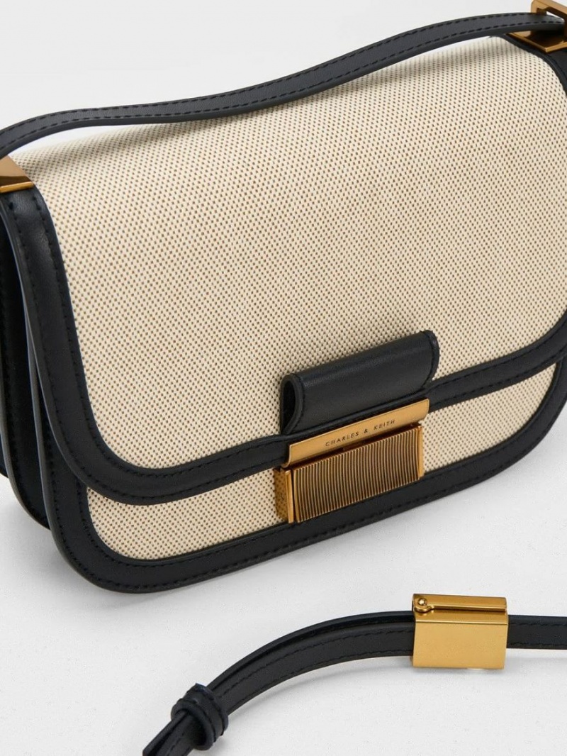 τσάντεσ χιαστί Charles And Keith Charlot καμβα Μπεζ | 14723-JXEI