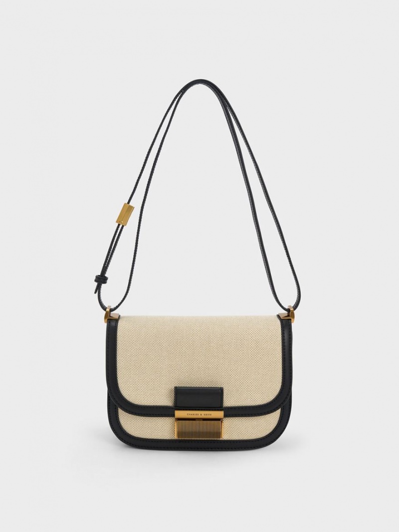 τσάντεσ χιαστί Charles And Keith Charlot καμβα Μπεζ | 14723-JXEI