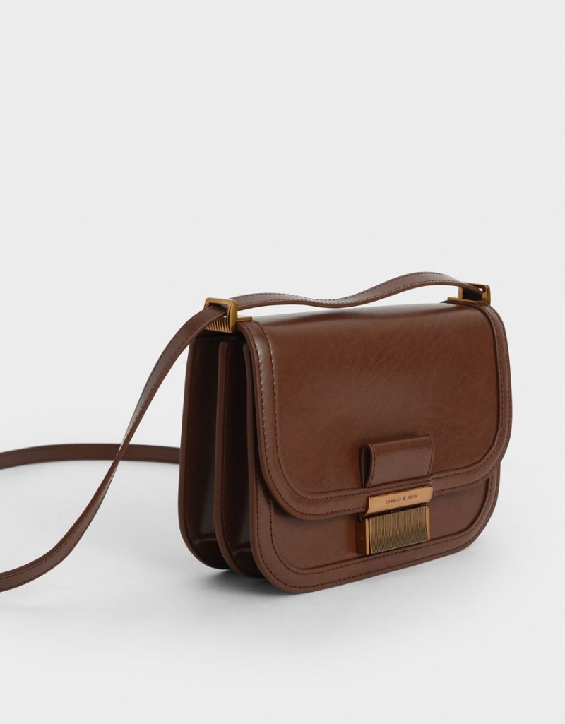 τσάντεσ χιαστί Charles And Keith Charlot σκούρο καφε | 97805-YIFC