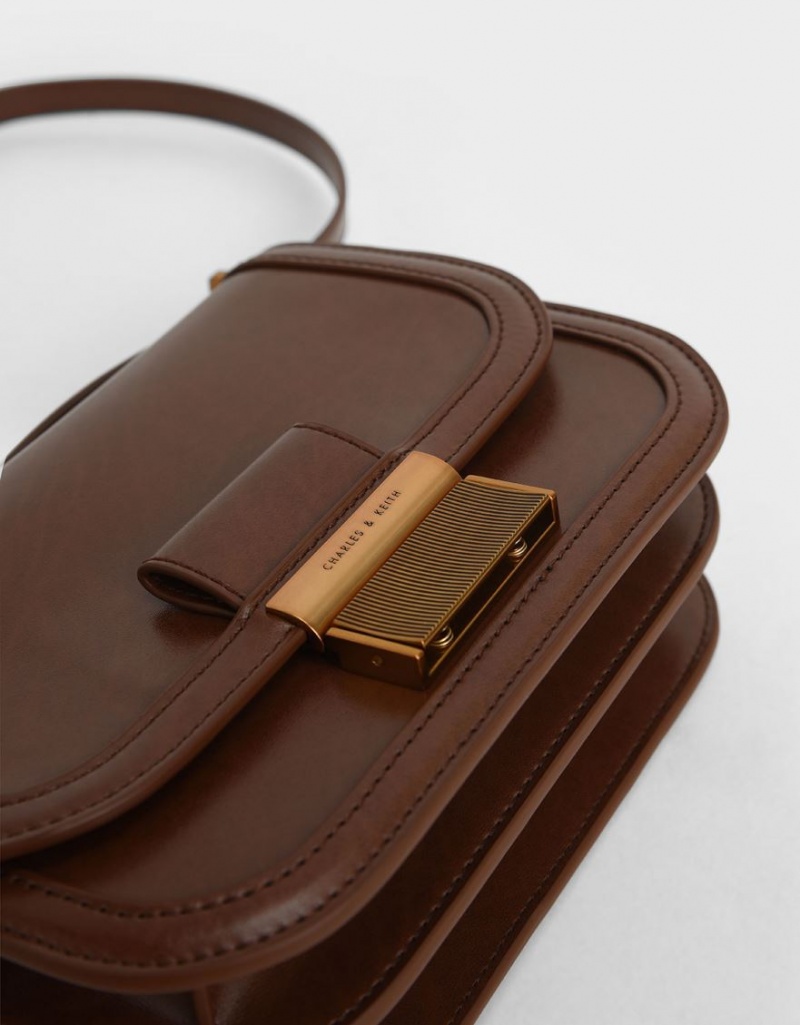 τσάντεσ χιαστί Charles And Keith Charlot σκούρο καφε | 97805-YIFC