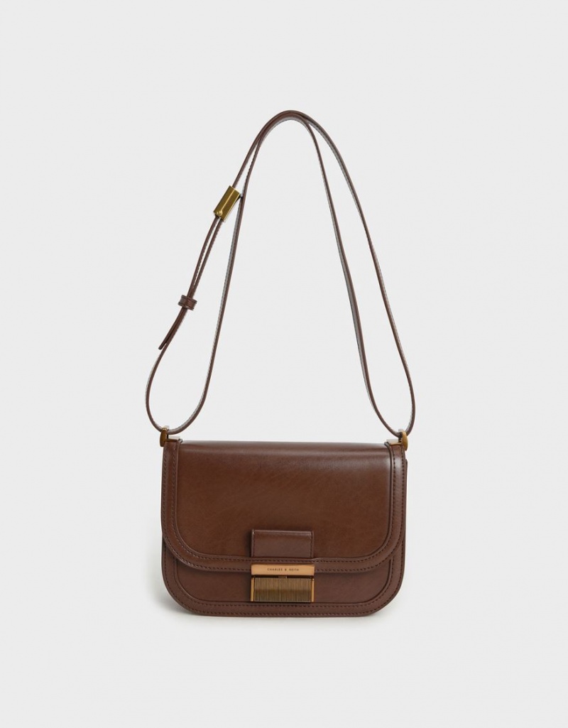 τσάντεσ χιαστί Charles And Keith Charlot σκούρο καφε | 97805-YIFC