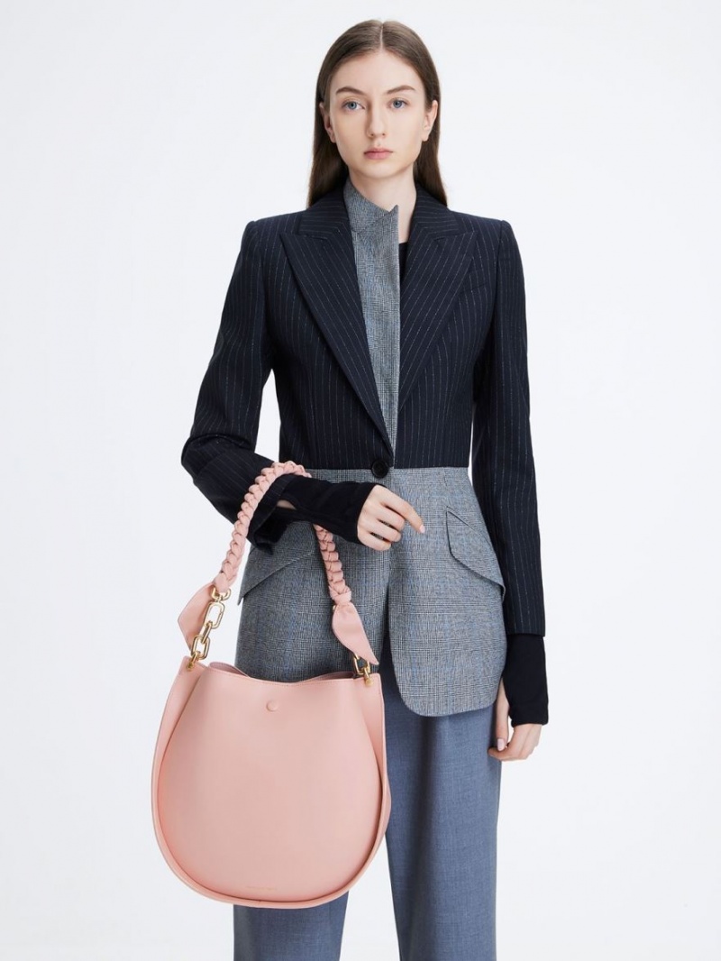 τσάντεσ ώμου Charles And Keith Cleona Braided Handle ανοιχτο ροζ | 10359-WCZG
