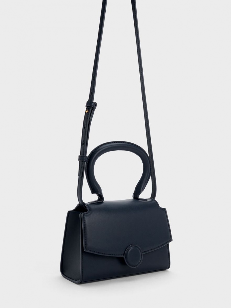 τσαντα χειροσ Charles And Keith Clover Curved σκουρο μπλε | 96481-QKXA