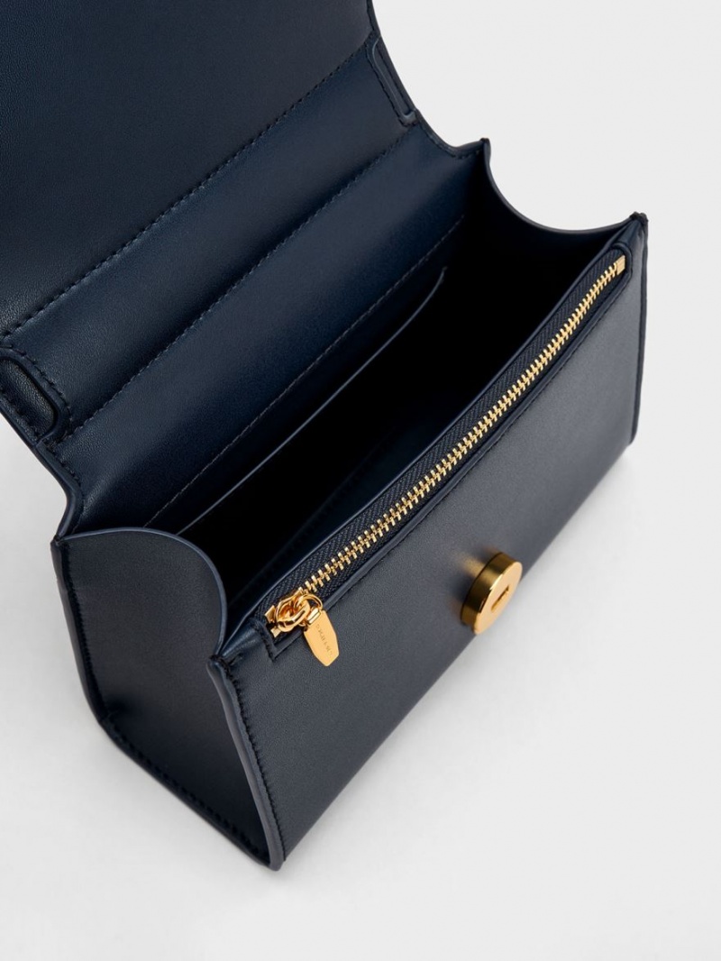 τσαντα χειροσ Charles And Keith Clover Curved σκουρο μπλε | 96481-QKXA