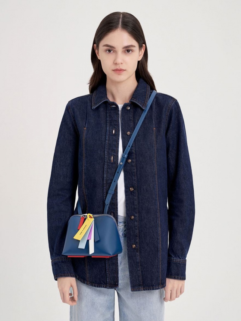 τσάντεσ χιαστί Charles And Keith Cockade σκουρο μπλε | 65073-QEKW