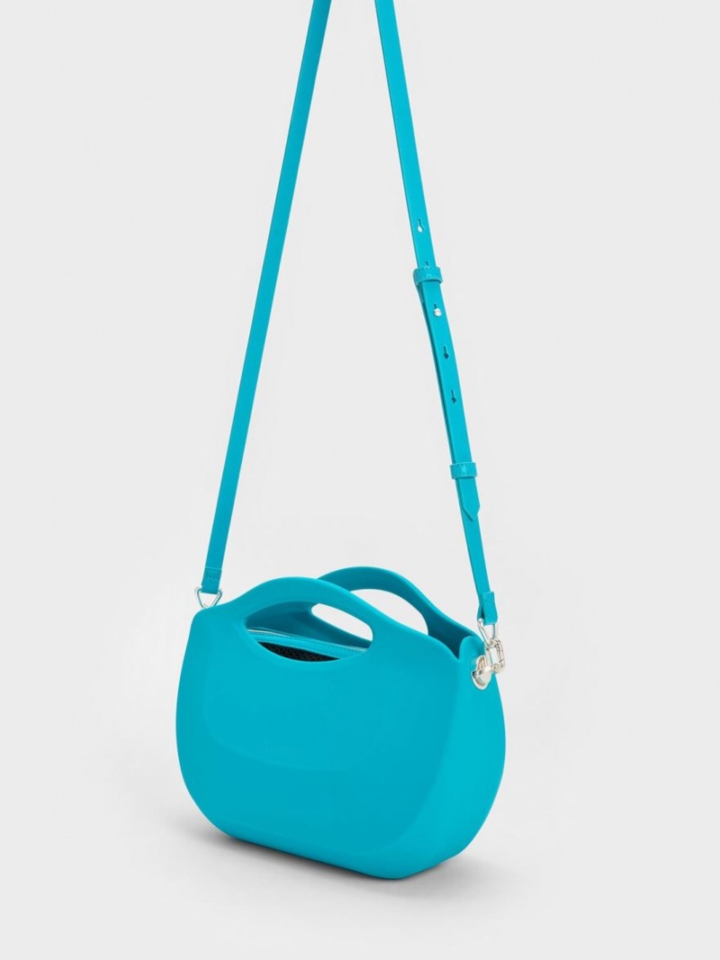 τσαντα χειροσ Charles And Keith Cocoon Curved μπλε | 13290-OZVE