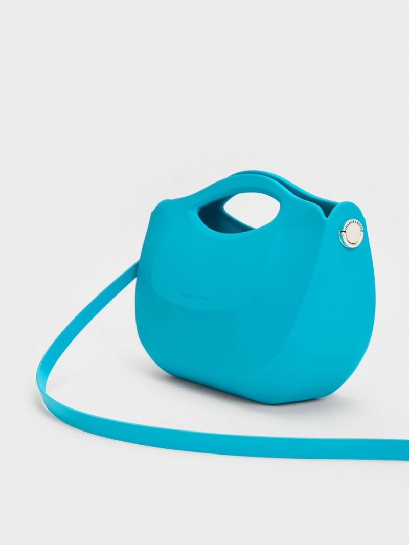 τσαντα χειροσ Charles And Keith Cocoon Curved μπλε | 13290-OZVE
