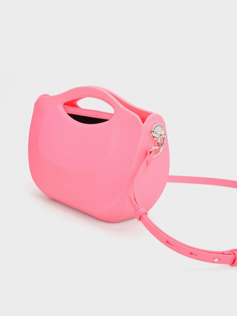 τσαντα χειροσ Charles And Keith Cocoon Curved ροζ | 37905-AZLO