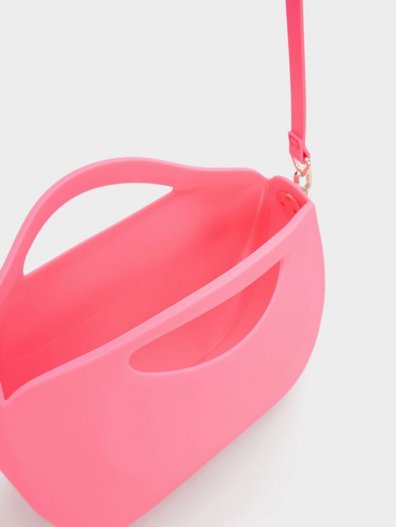 τσαντα χειροσ Charles And Keith Cocoon Curved ροζ | 37905-AZLO