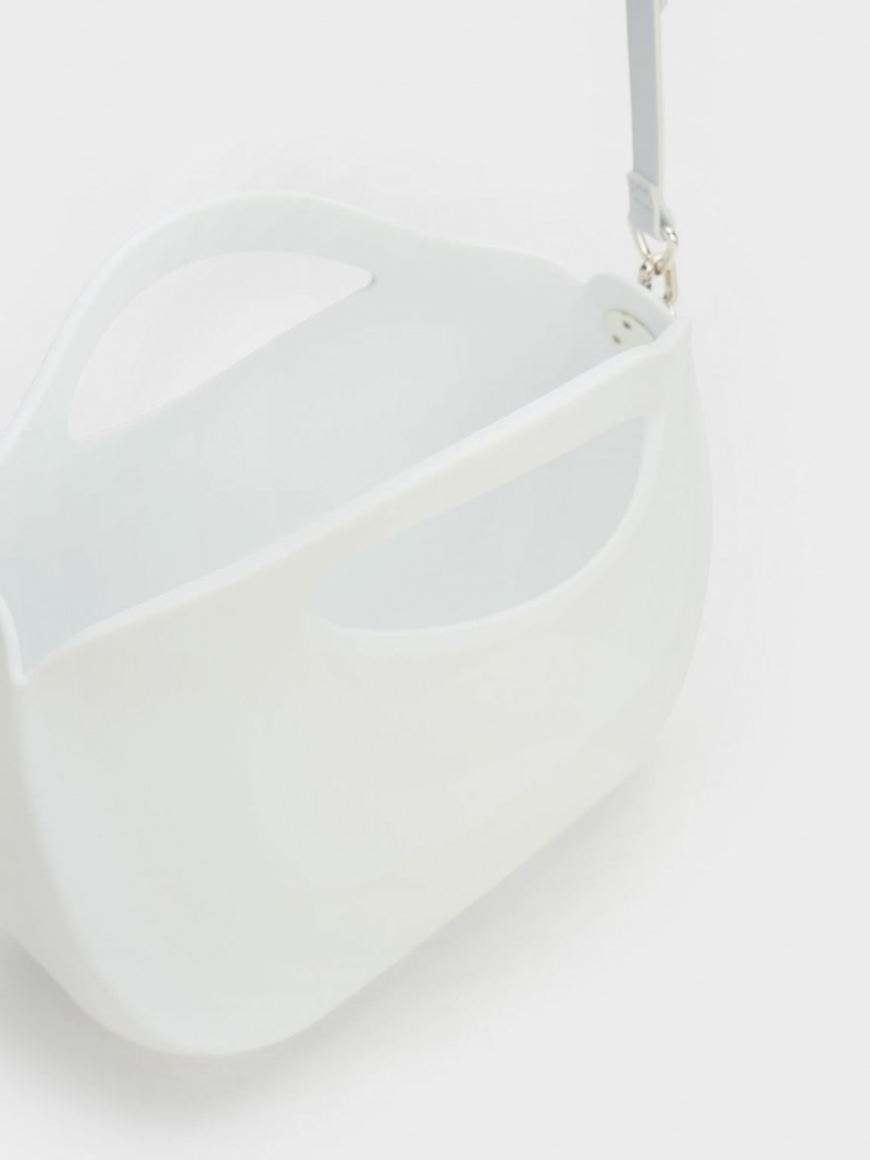 τσαντα χειροσ Charles And Keith Cocoon Curved ασπρα | 82034-UNZV