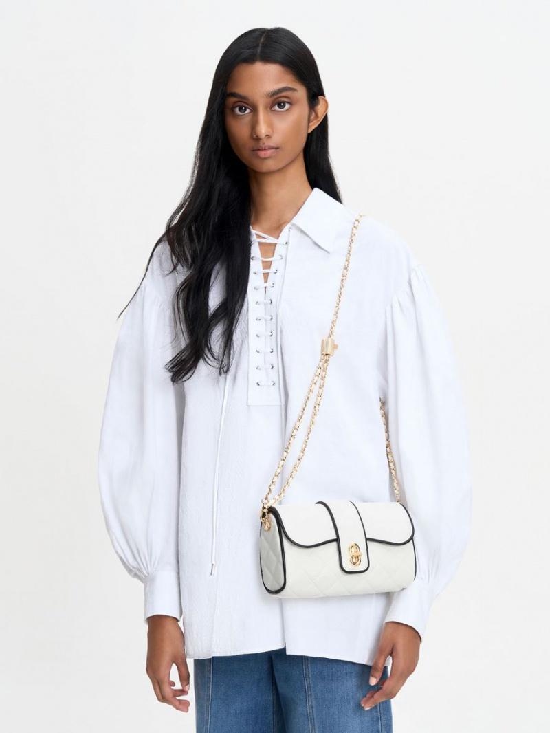 τσάντεσ χιαστί Charles And Keith Contrast-Trim Belted ασπρα | 63749-UCZE