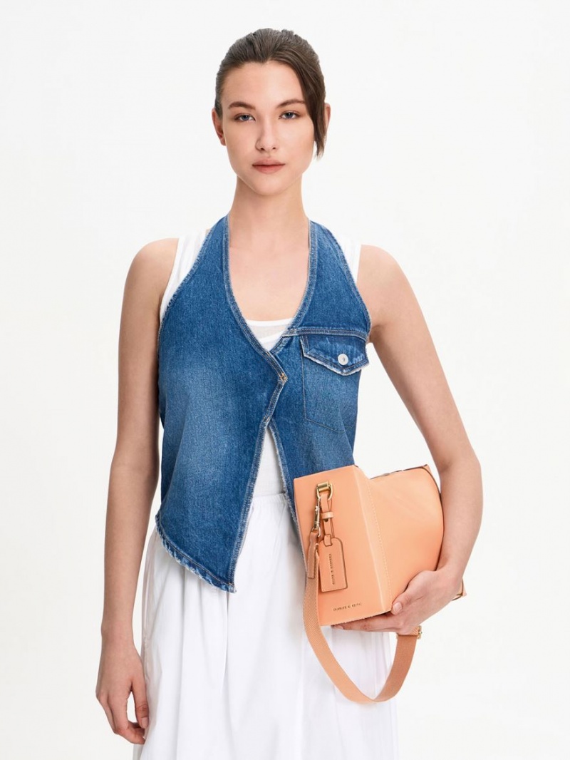 τσάντεσ ώμου Charles And Keith Cordele Slouchy πορτοκαλι | 18290-ZMSX