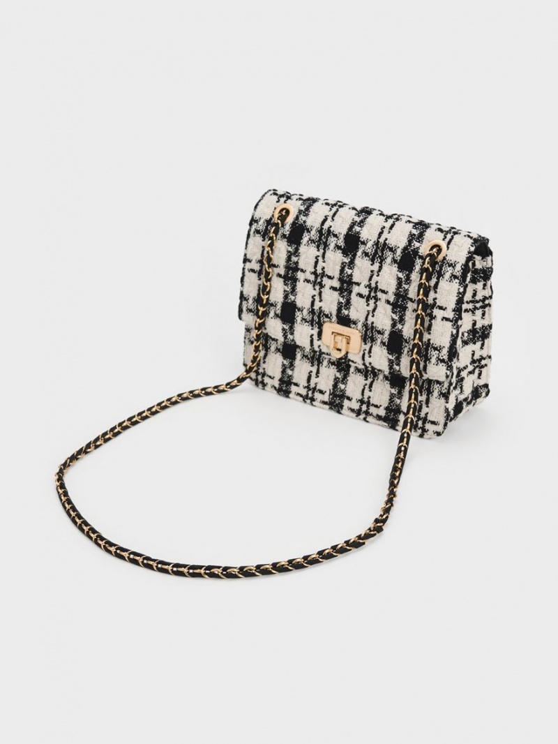 τσάντεσ ώμου Charles And Keith Cressida Tweed Chain λουρακια Πολύχρωμο | 02146-KQSG