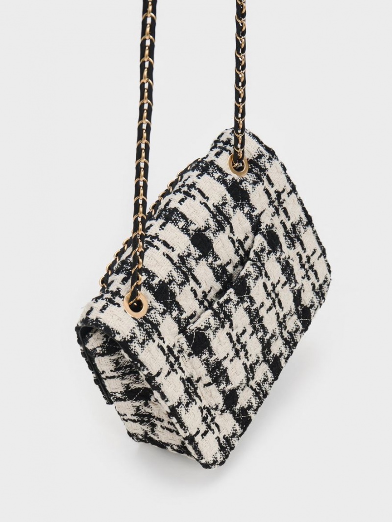 τσάντεσ ώμου Charles And Keith Cressida Tweed Chain λουρακια Πολύχρωμο | 02146-KQSG