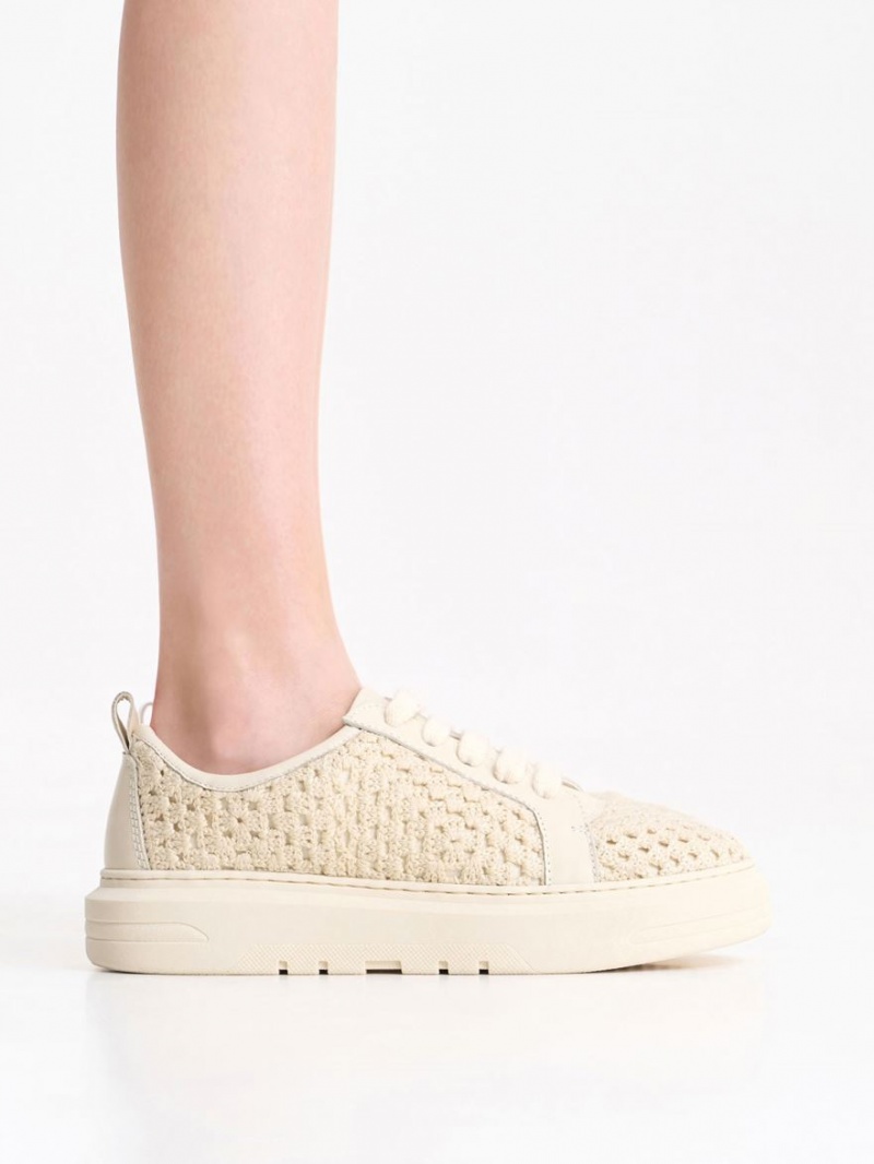 Αθλητικα Παπουτσια Charles And Keith Crochet & δερματινα Μπεζ | 03724-WUHI