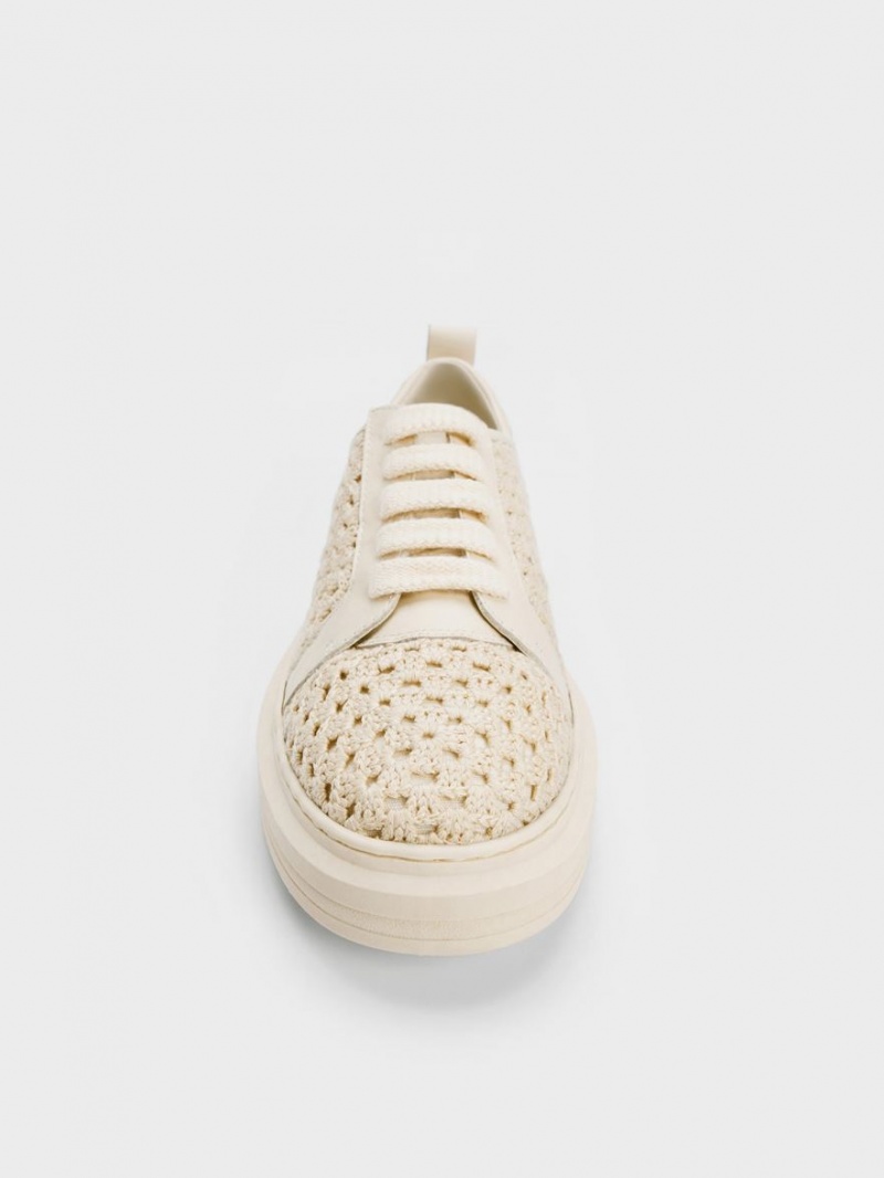 Αθλητικα Παπουτσια Charles And Keith Crochet & δερματινα Μπεζ | 03724-WUHI