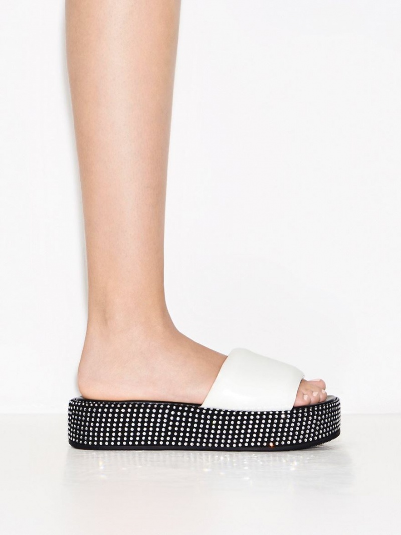 Πεδιλα Πλατφορμεσ Charles And Keith Crystal-Embellished ασπρα | 06835-ZHUS