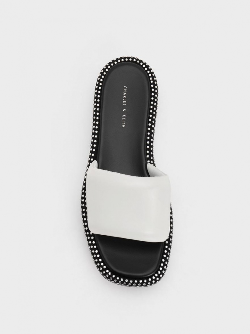 Πεδιλα Πλατφορμεσ Charles And Keith Crystal-Embellished ασπρα | 06835-ZHUS